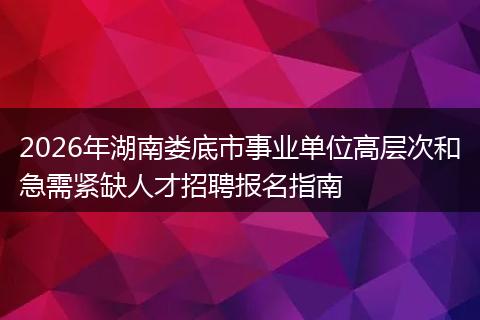 2026年湖南娄底市事业单位高层次和急需紧缺人才招聘报名指南