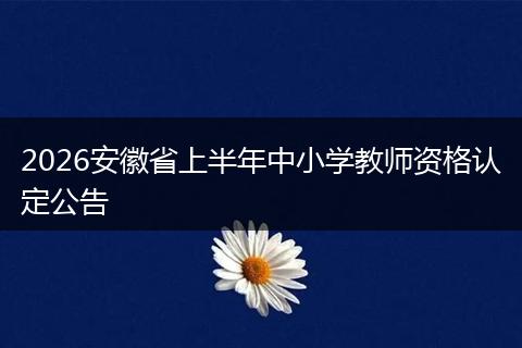2026安徽省上半年中小学教师资格认定公告