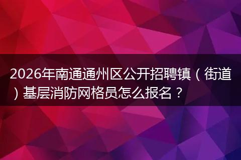 2026年南通通州区公开招聘镇（街道）基层消防网格员怎么报名？