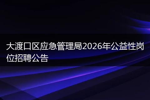 大渡口区应急管理局2026年公益性岗位招聘公告
