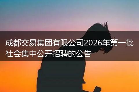 成都交易集团有限公司2026年第一批社会集中公开招聘的公告