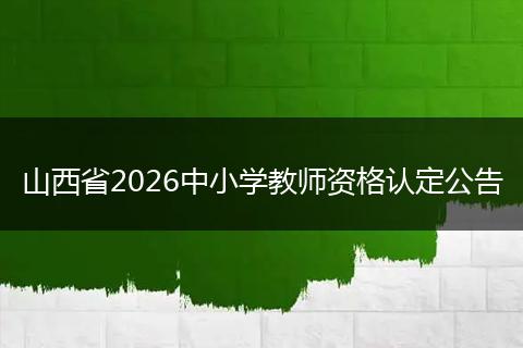 山西省2026中小学教师资格认定公告