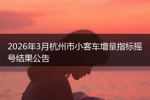 2026年3月杭州市小客车增量指标摇号结果公告