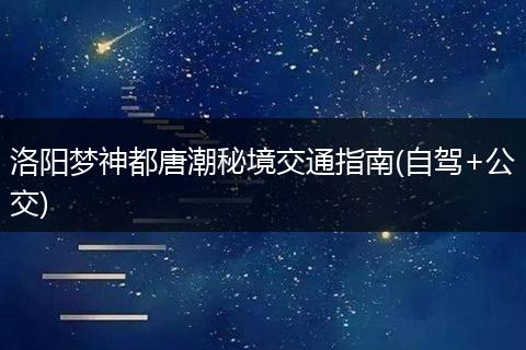 洛阳梦神都唐潮秘境交通指南(自驾+公交)