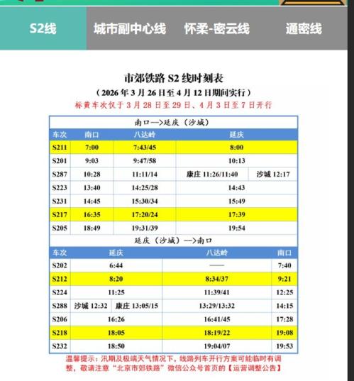 2026北京居庸关花海列车攻略（时刻表+购票+坐车）