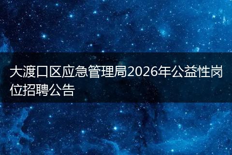 大渡口区应急管理局2026年公益性岗位招聘公告
