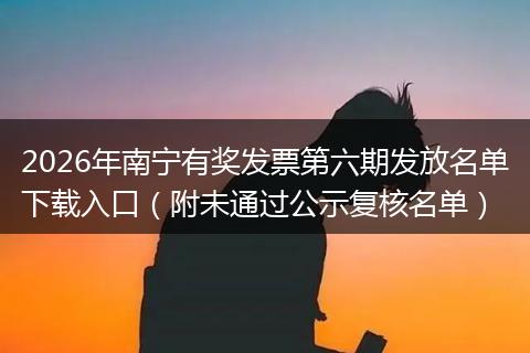 2026年南宁有奖发票第六期发放名单下载入口（附未通过公示复核名单）