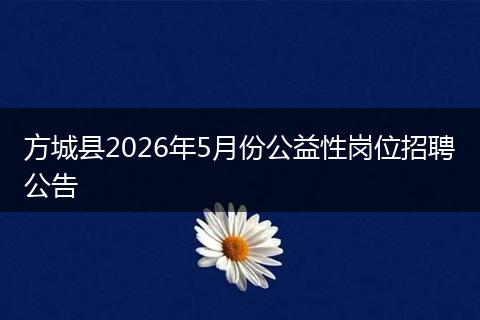 方城县2026年5月份公益性岗位招聘公告