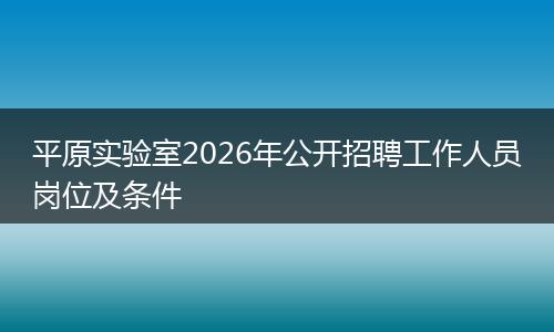 平原实验室2026年公开招聘工作人员岗位及条件