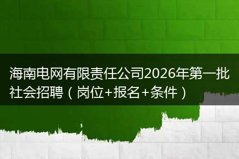 海南电网有限责任公司2026年第一批社会招聘（岗位+报名+条件）