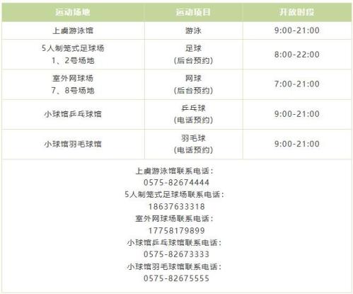 2026年绍兴上虞体育中心及各相关场馆(地)清明节免费开放安排