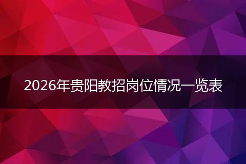 2026年贵阳教招岗位情况一览表