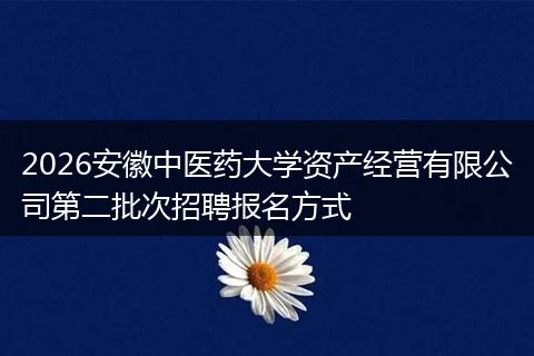 2026安徽中医药大学资产经营有限公司第二批次招聘报名方式
