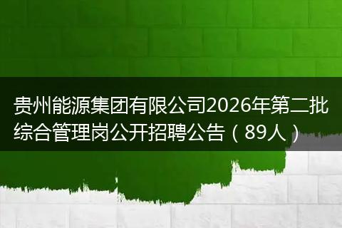贵州能源集团有限公司2026年第二批综合管理岗公开招聘公告（89人）