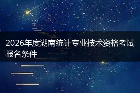 2026年度湖南统计专业技术资格考试报名条件