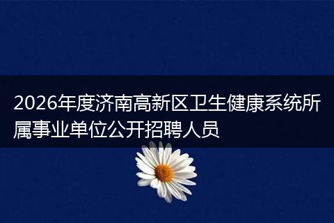 2026年度济南高新区卫生健康系统所属事业单位公开招聘人员