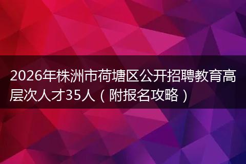 2026年株洲市荷塘区公开招聘教育高层次人才35人（附报名攻略）