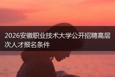 2026安徽职业技术大学公开招聘高层次人才报名条件