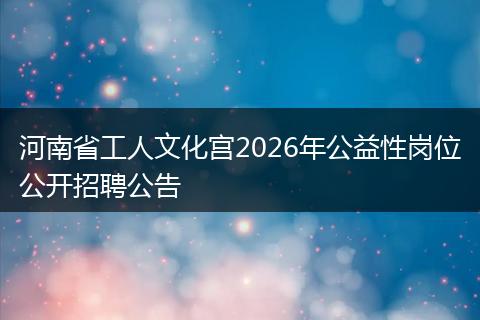 河南省工人文化宫2026年公益性岗位公开招聘公告