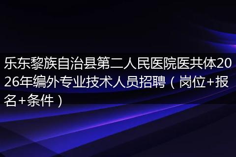 乐东黎族自治县第二人民医院医共体2026年编外专业技术人员招聘（岗位+报名+条件）