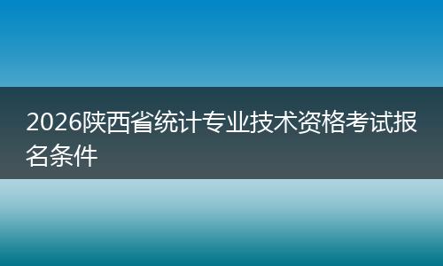 2026陕西省统计专业技术资格考试报名条件