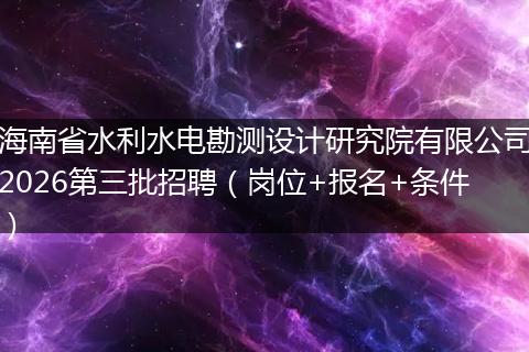 海南省水利水电勘测设计研究院有限公司2026第三批招聘（岗位+报名+条件）