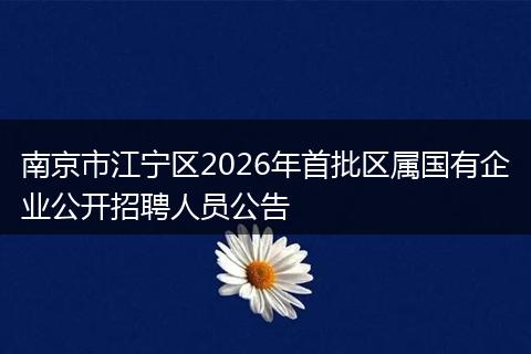 南京市江宁区2026年首批区属国有企业公开招聘人员公告