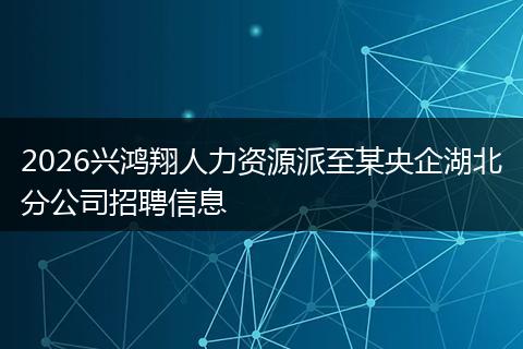 2026兴鸿翔人力资源派至某央企湖北分公司招聘信息