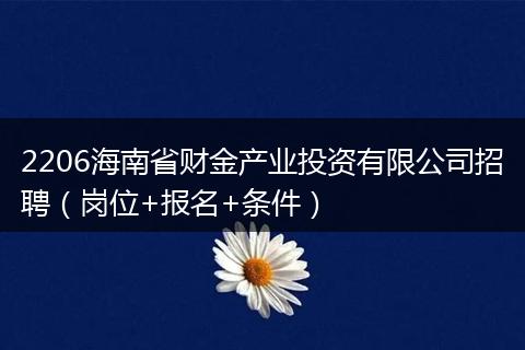 2206海南省财金产业投资有限公司招聘（岗位+报名+条件）