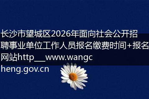 长沙市望城区2026年面向社会公开招聘事业单位工作人员报名缴费时间+报名网站http___www.wangcheng.gov.cn