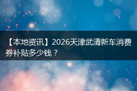 【本地资讯】2026天津武清新车消费券补贴多少钱？