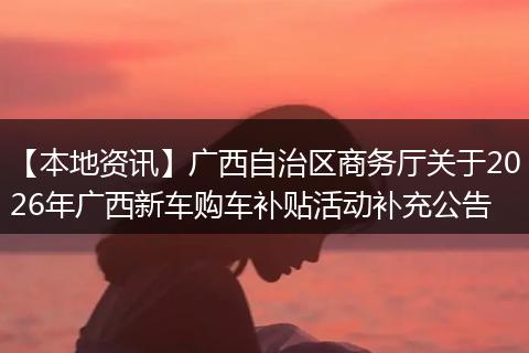 【本地资讯】广西自治区商务厅关于2026年广西新车购车补贴活动补充公告